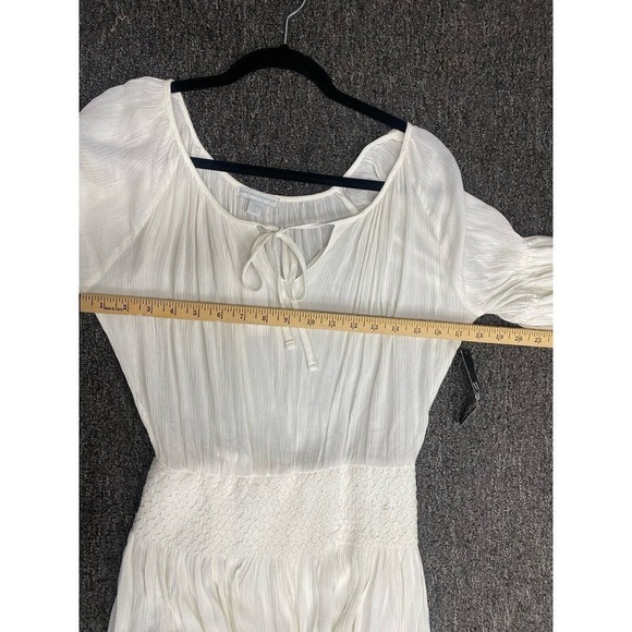 NY&C White MIDI Flowy Dress With Tie Neck Size Xsmall New - Picture 5 of 6